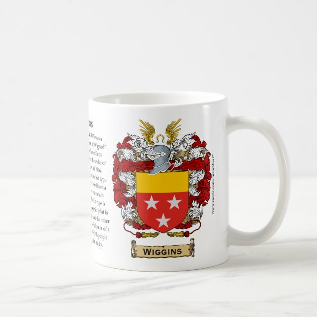 Wiggins, the Origin, the Meaning and the Crest on Coffee Mug (Right)