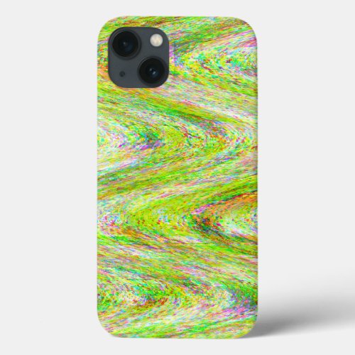 Wiggle glitch lines colorful light green  iPhone 13 case