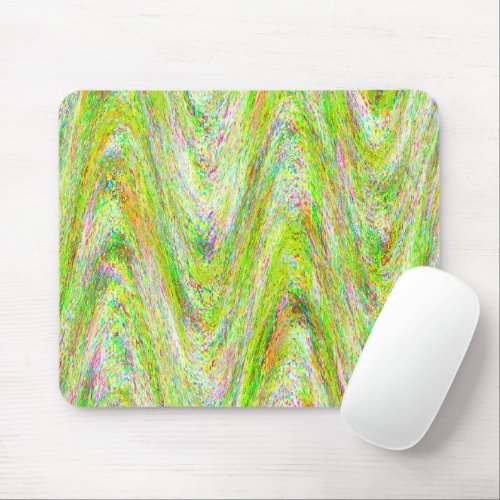 Wiggle glitch lines colorful light green  mouse pad