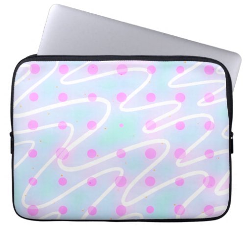 Wiggle lines blue and magenta dots laptop sleeve