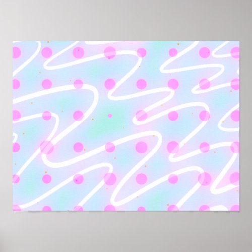 Wiggle lines blue and magenta dots poster