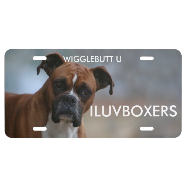 Wigglebutt U "I Love Boxers" License Plate (Front)