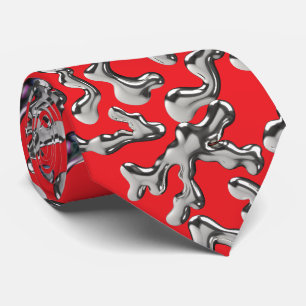 Wiggling letters pattern - WIGLET01🧬.Red BG Neck Tie