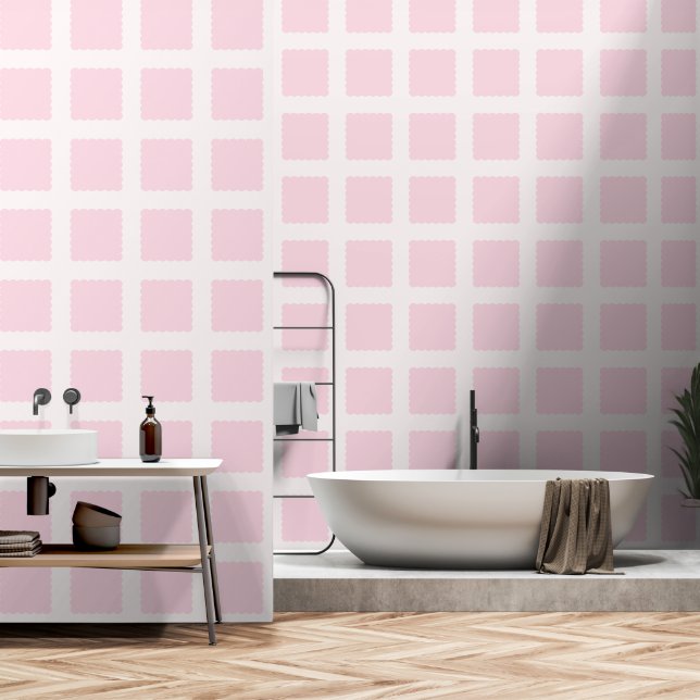 Wiggly Checkered Pattern Retro Wallpaper (Bathroom)