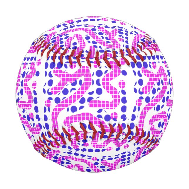 wiggly pink/ blue polka dots Thunder_Cove Baseball (Front)