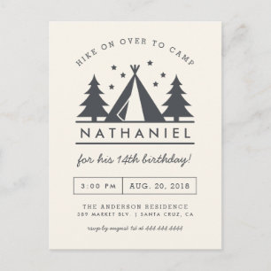Wigwam in the Woods Birthday Camp Party Invitation