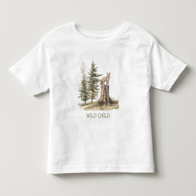 WiILD CHILD Forest Woodland Fox Baby Toddler T-shirt (Front)