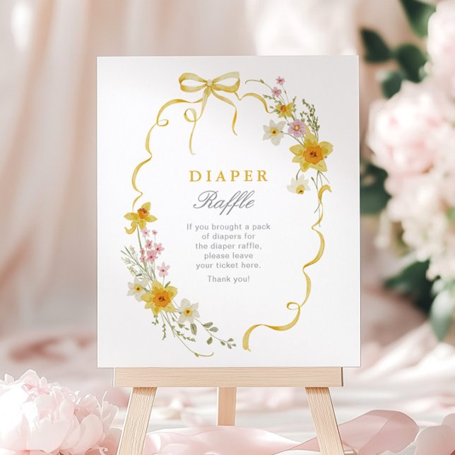 Wiildflower Diaper Raffle Floral Bow Baby shower Poster (Creator Uploaded)