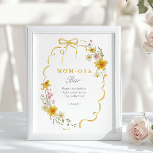 Wiildflower Mom-osa Bar Floral Bow Baby shower Poster