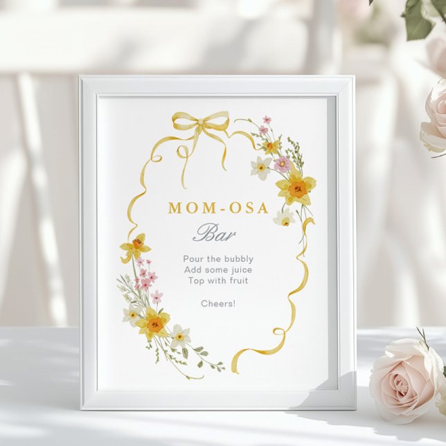 Wiildflower Mom-osa Bar Floral Bow Baby shower Poster (Creator Uploaded)