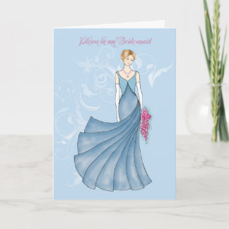 wiill you be my Bridesmaid blue Invitation