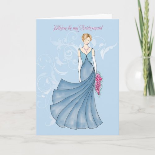 wiill you be my Bridesmaid blue Invitation