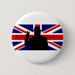 Wiinston Churchill British bulldog Pinback Button