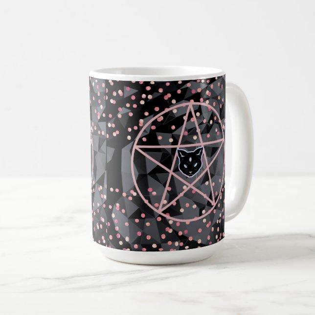 WiizyWitch Magic Witch Cosmic Cat Pentacle Magick Coffee Mug (Front Right)