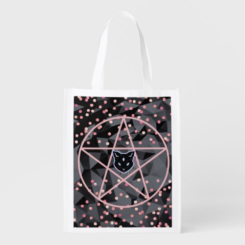 WiizyWitch Magic Witch Cosmic Cat Pentacle Magick Grocery Bag