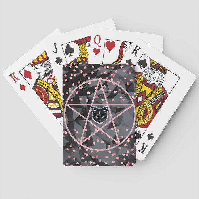 WiizyWitch Magic Witch Cosmic Cat Pentacle Magick Poker Cards (Back)