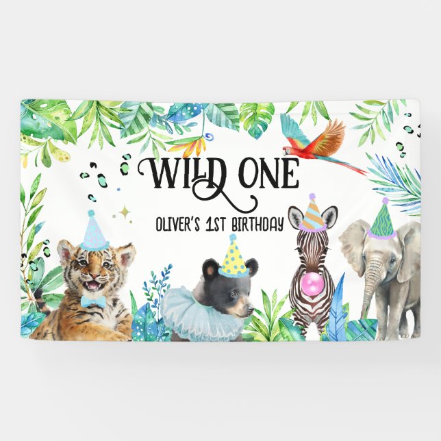 Wil Birthday Safari Animals Banner (Horizontal)