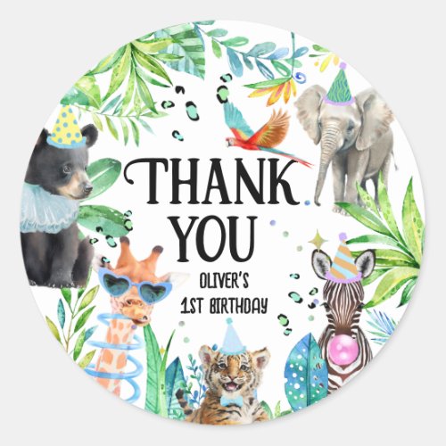 Wil Birthday Safari Animals Classic Round Sticker