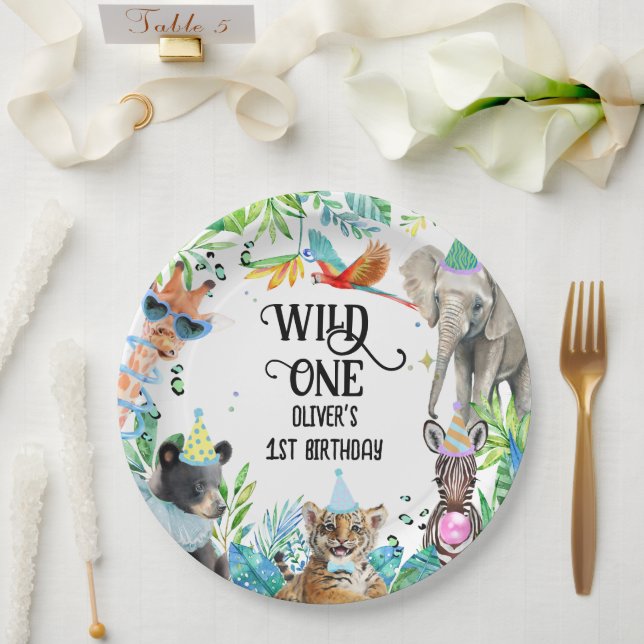 Wil Birthday Safari Animals Paper Plates (Wedding)