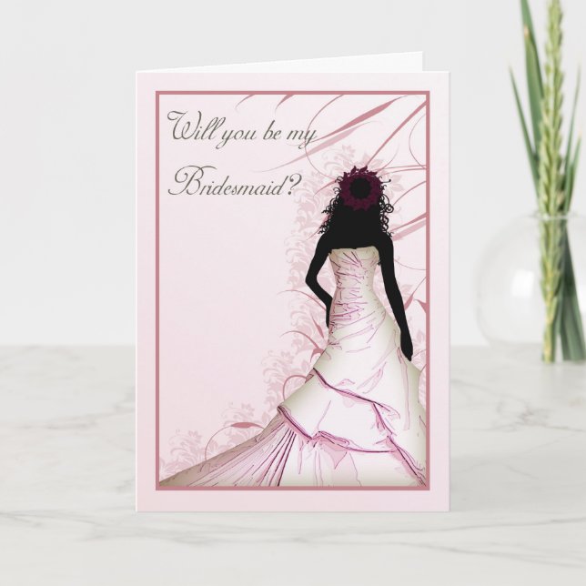 wil you be my bridesmaid pink blends invitation (Front)