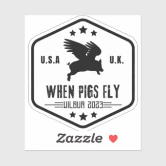 Wilbur Pig: When Pigs Fly 3" sticker