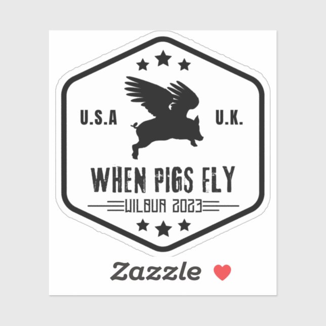 Wilbur Pig: When Pigs Fly 3" sticker (Sheet)