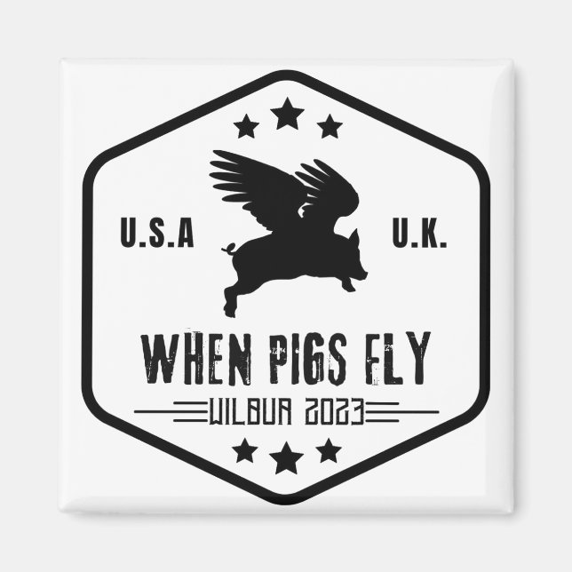Wilbur Pig: When Pigs Fly 3" sticker Magnet (Front)