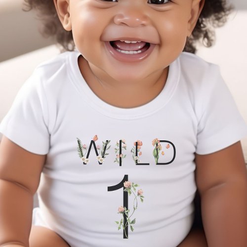 Wild 1 Wildflowers 1st Birthday Baby T_Shirt