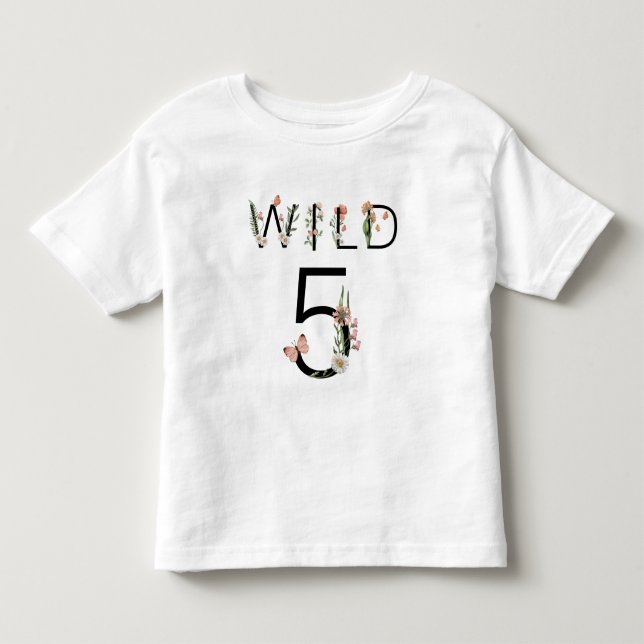 Wild 5 Wildflowers 5th Birthday Toddler T-shirt (Front)