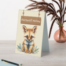 Wild Aardwolf Hollow Jungle Safari Table Sign