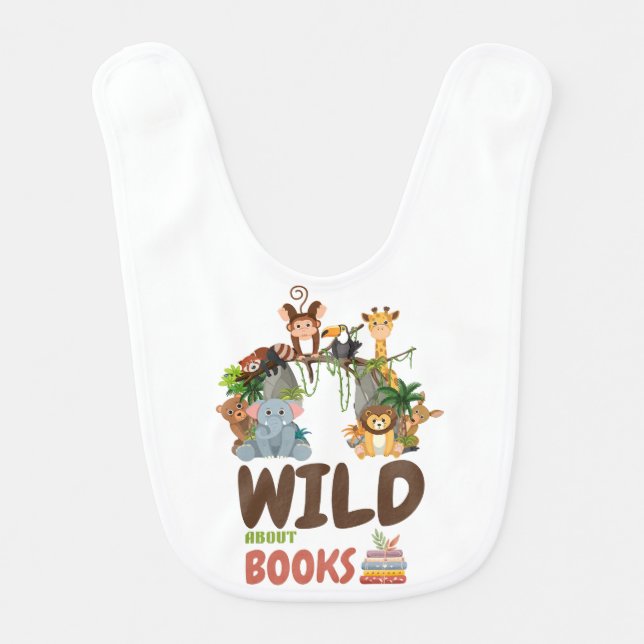 Wild About Books Jungle Animals Wild ONE  Baby Bib (Front)