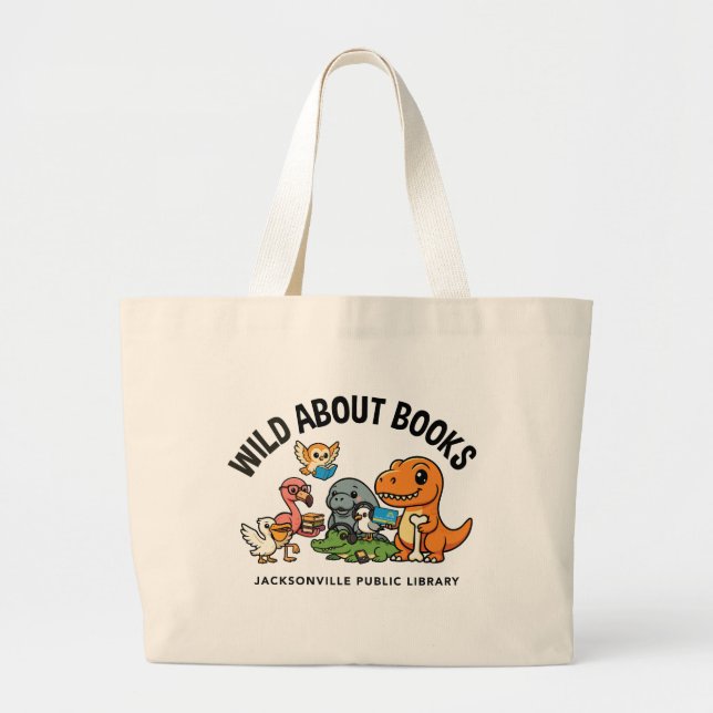 Wild About Books Large Large Tote Bag (Front)