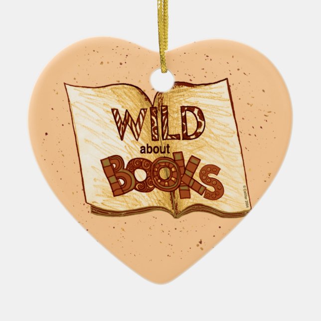 Wild About Books Reading Heart Ornament (Front)