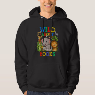 Wild About Books Safari Animals Jungle Back To Sch Hoodie