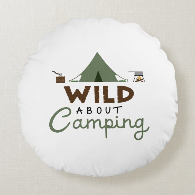 Wild About Camping Design Round Pillow (Front)