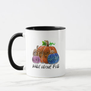 Wild About Fall Leopard Print Pumpkins  Mug