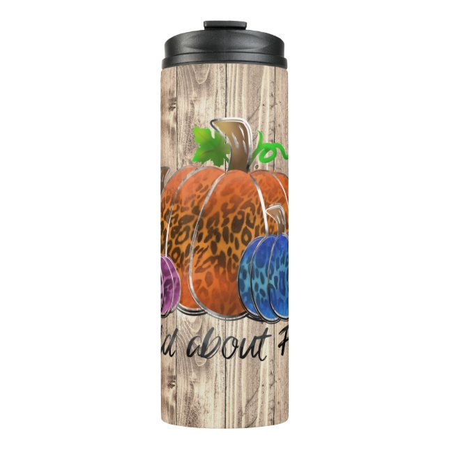 Wild About Fall Leopard Print Pumpkins  Thermal Tumbler (Front)