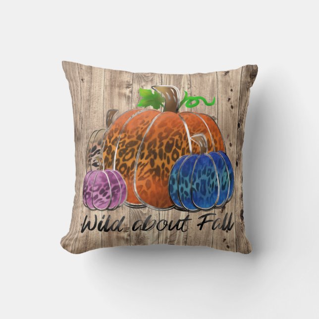 Wild About Fall Leopard Print Pumpkins  Throw Pillow (Front)