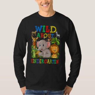 Wild About Kindergarten Safari Animals Jungle Back T-Shirt