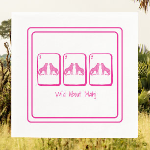 Wild About Mahj Pink Cheetah Mahjong Tiles Preppy Napkins