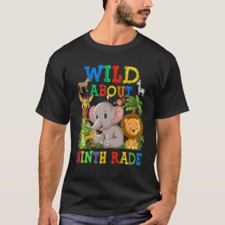 Wild About Ninth Grade Safari Animals Jungle Back  T-Shirt