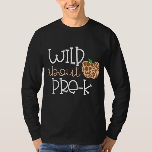 Wild About Pre K Leopard Print School Teacher Kid T_Shirt