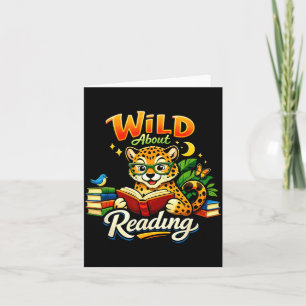 Wild About Reading Book Cheetah Animal Print Boy Card
