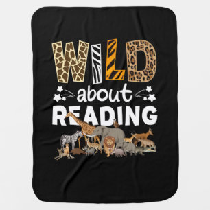 Wild About Reading Books And Bookworm Library Baby Blanket