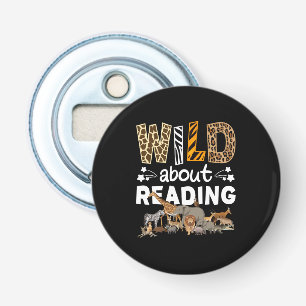 Wild About Reading Books And Bookworm Library Bottle Opener