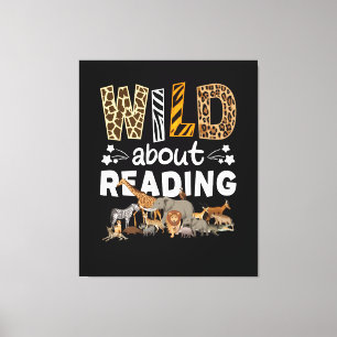 Wild About Reading Books And Bookworm Library Canvas Print