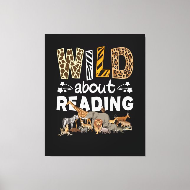 Wild About Reading Books And Bookworm Library Canvas Print (Front)