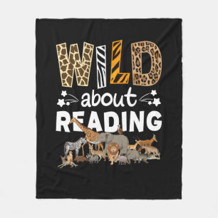 Wild About Reading Books And Bookworm Library Fleece Blanket