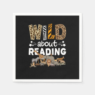Wild About Reading Books And Bookworm Library Napkins