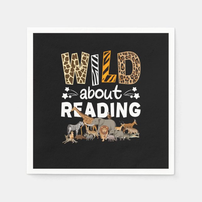 Wild About Reading Books And Bookworm Library Napkins (Front)
